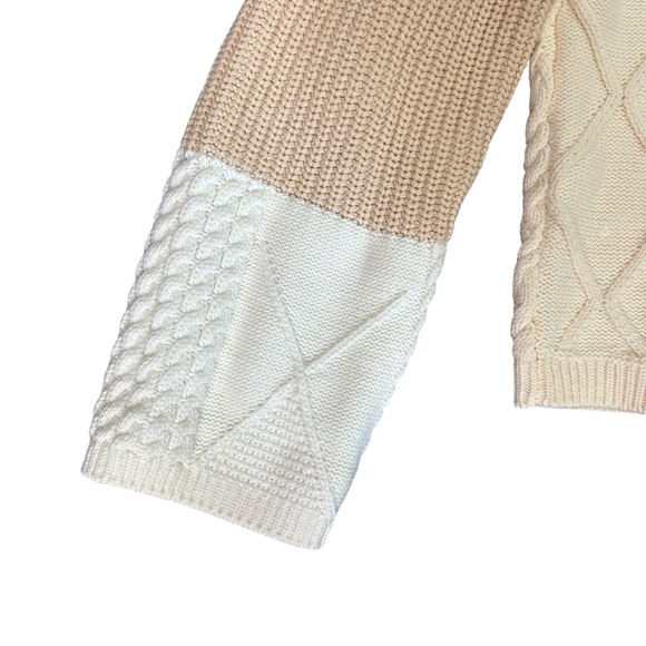 Rails Reese Cream Patchwork Mixed Cable Knit Oversized Cardigan Size L - Picture 10 of 16